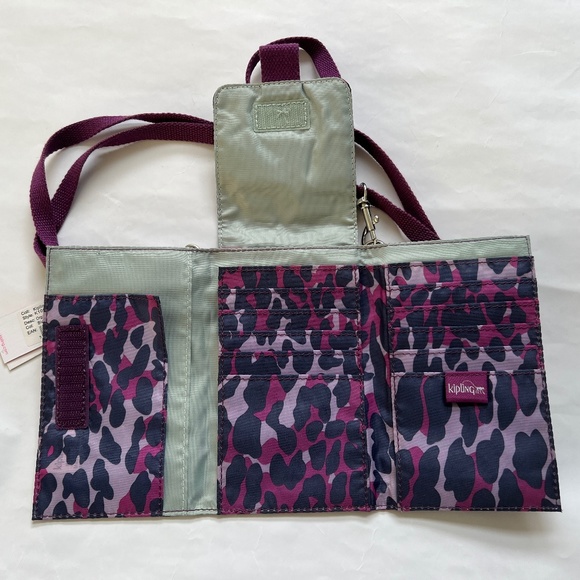 New Kipling Organiser Print Crossbody Shoulder Mini Bag Nylon Pink Camo NWT - Picture 3 of 7